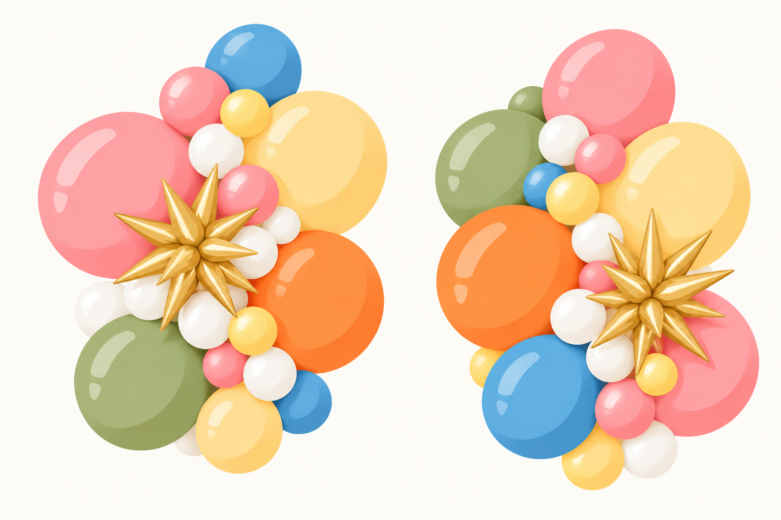 Illustration of Showstopper balloon clusters with star accents
