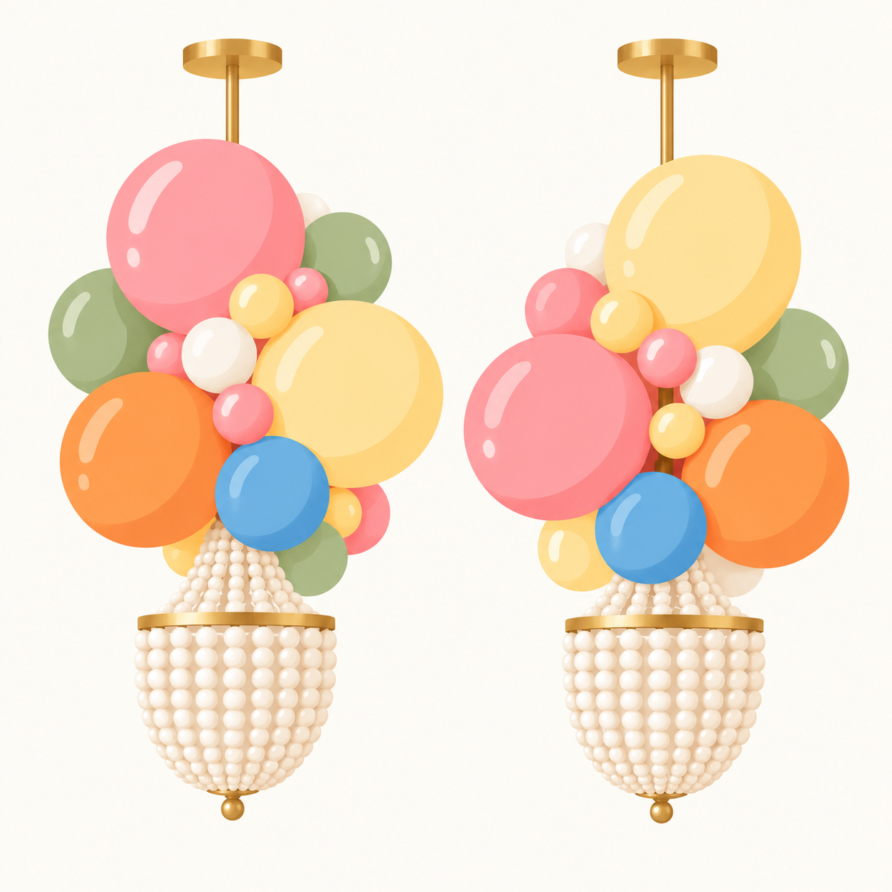 Illustration of Statement balloon clusters on pendant lights