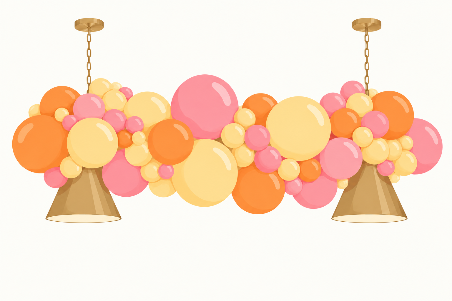 Illustration of a Simple balloon garland strung between two pendant lights